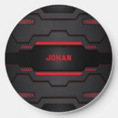 Black and red metallic geometric design wireless charger  (Front)