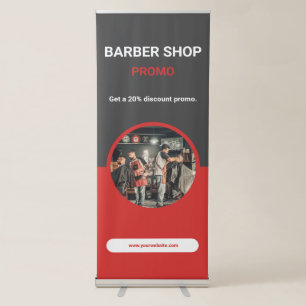 Black and Red Minimalist Barber Shop Vertical Retractable Banner