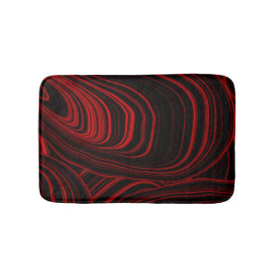 Black and Red Modern Abstract Agate Pattern Bath Mat