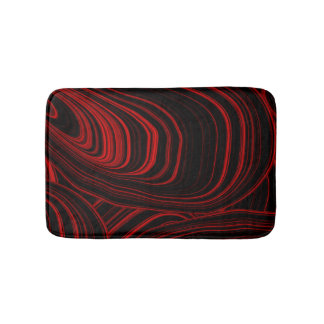 Black and Red Modern Abstract Agate Pattern Bath Mat