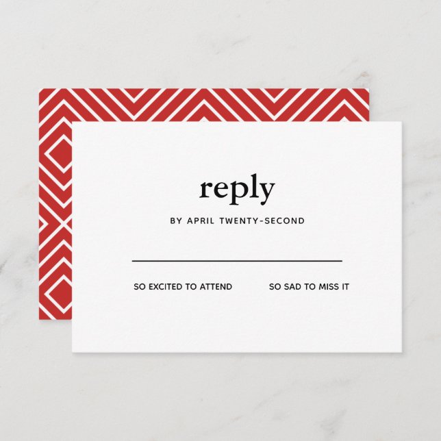 Black and Red Modern Bar Mitzvah Invitation Reply (Front/Back)
