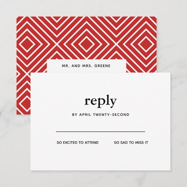 Black and Red Modern Bar Mitzvah Postcard RSVP (Front/Back)