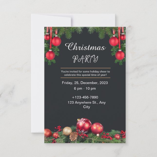 Black and Red Modern Christmas Party Invitation (Front)
