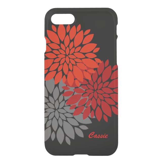 Black and Red Modern Flowers iPhone 7 Case (Back)