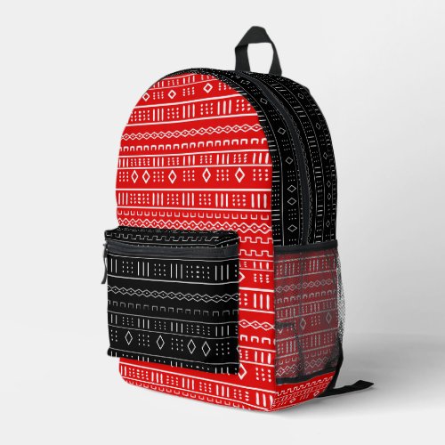Black And Red Modern Mud Cloth Design Printed Backpack