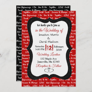 Black and Red Modern Romantic Wedding Invitation