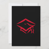 Black and Red Mortarboard Simple Graduation Party Invitation (Back)