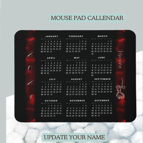 Black and Red Mouse Pad Calendar