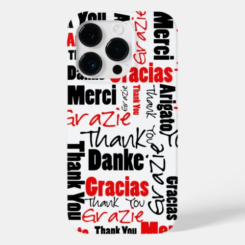 Black and Red Multilingual Thank You Typography Case_Mate iPhone 14 Pro Case