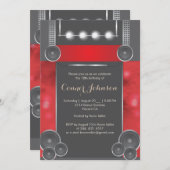 Black and red night club 18th birthday invitation (Front/Back)