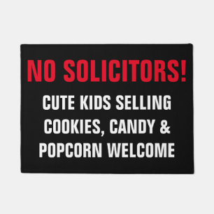 Black and Red No Solicitors Message Doormat