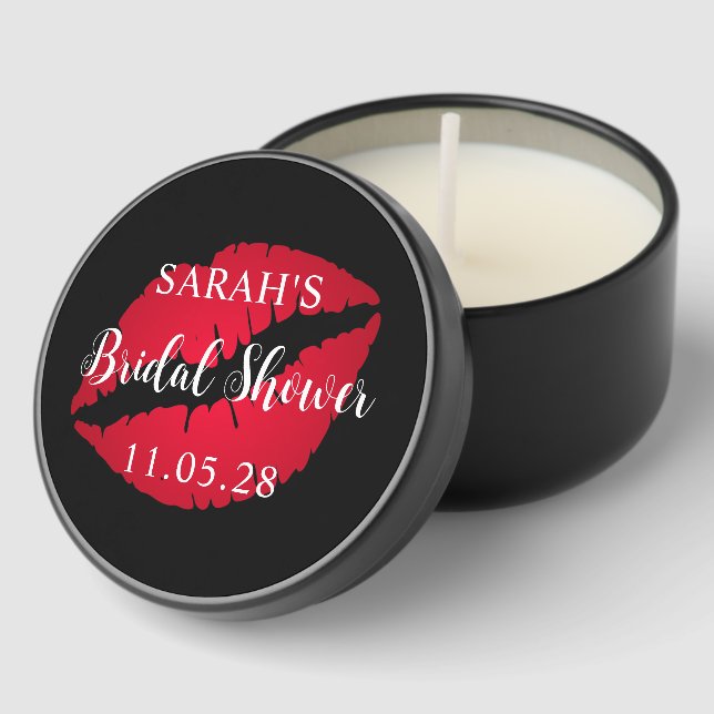Black and Red Ombre Lipstick Bridal Shower Mini Candle Favors (Corner)