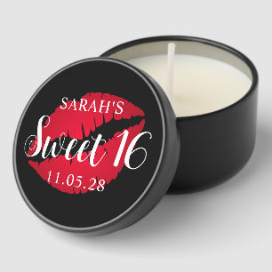 Black and Red Ombre Lipstick Sweet 16 Mini Candle Favors