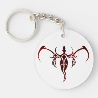 Black and Red Ornate Tribal Elephant Mandala Keychain