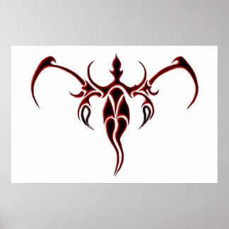 Black and Red Ornate Tribal Elephant Mandala Poster