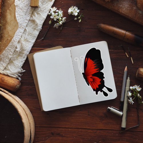 Black and Red Pattern Butterfly Sticker