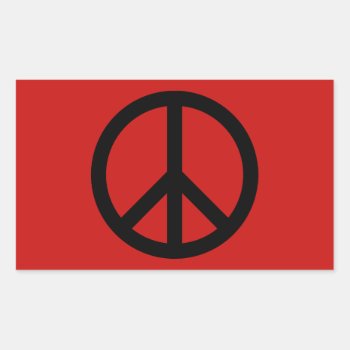 Black And Red Peace Symbol Rectangular Sticker by peacegifts at Zazzle