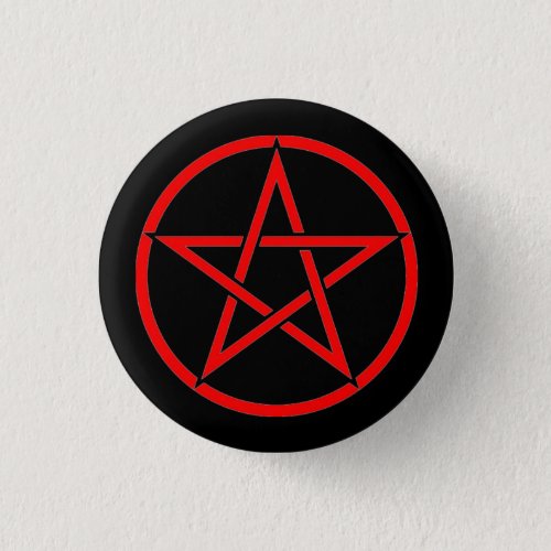 Black and Red Pentacle Pentagram Button Badge