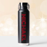 Black and Red Personalize Name Vacuum Sealed  Water Bottle<br><div class="desc">Black and Red Personalize Name Vacuum Sealed Water Bottle</div>