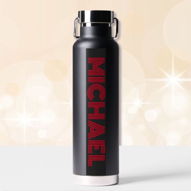 Black and Red Personalize Name Vacuum Sealed  Water Bottle (Creator Uploaded)