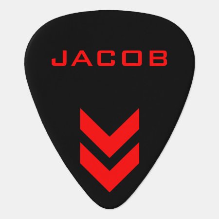 Black And Red Personalized Name Guitar Pick