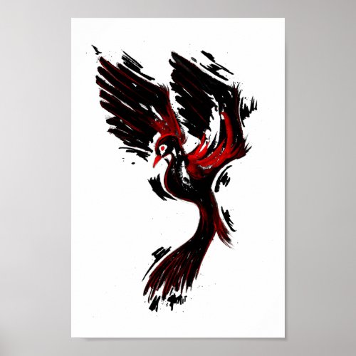 Black and Red Phoenix Poster