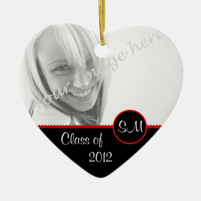 Black and Red Photo Graduation Ornament