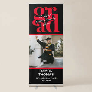 Black and Red Photo Graduation Retractable Banner