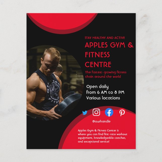 black and red Photo gym personal trainer fit Flyer (Front)