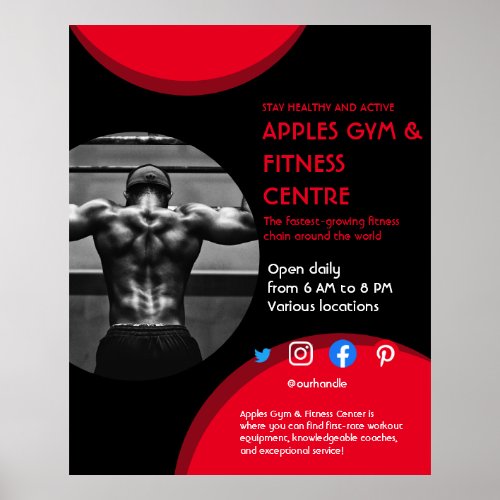 black and red Photo gym personal trainer fit Flyer Poster