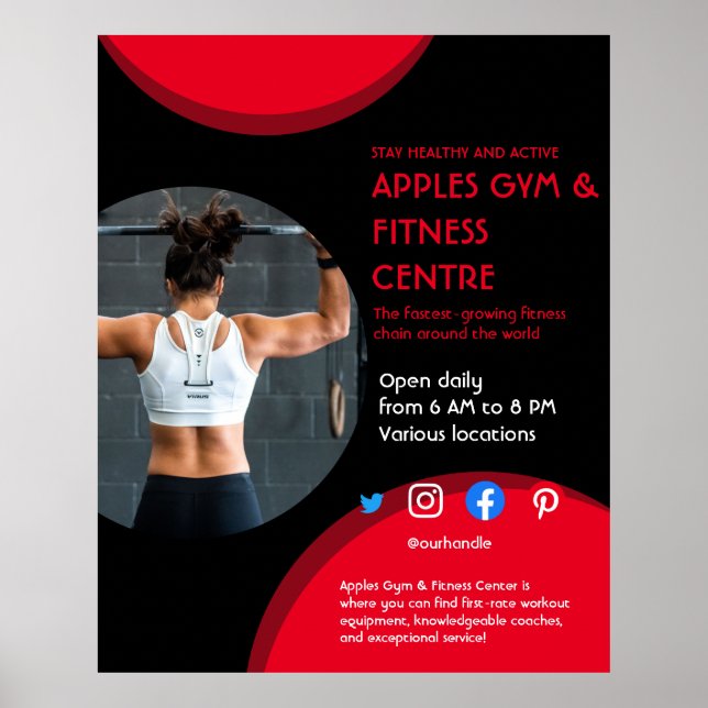 black and red Photo gym personal trainer fit Flyer Poster (Front)