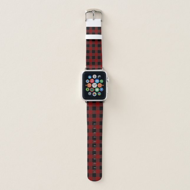 Black And Red Plaid Apple Watch Band (Front)