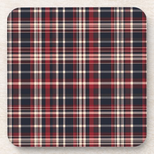 Black and Red Plaid  Beverage Coaster