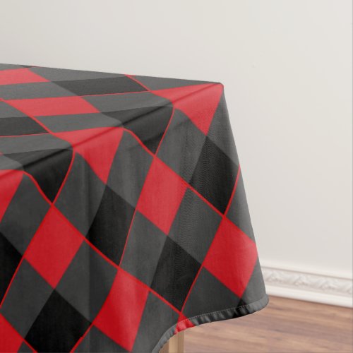 Black and Red Plaid Checked _ Tablecloth