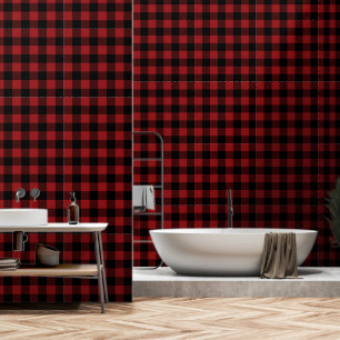 Black and Red Plaid Checked Wallpaper