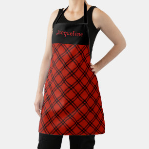 Black and Red Plaid Christmas Personalized Apron