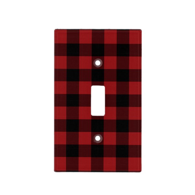 Black and Red Plaid Light Switch Cover (Front)