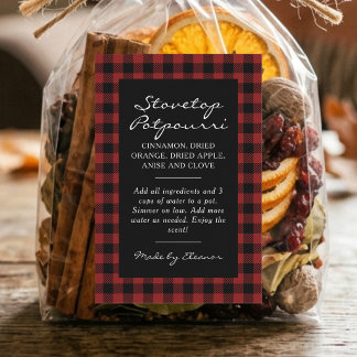 Black and Red Plaid Simmer Pot Kit Label