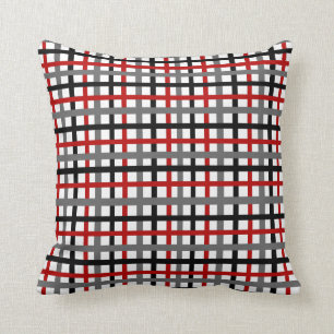 Black and Red Plaid Throw Pillow