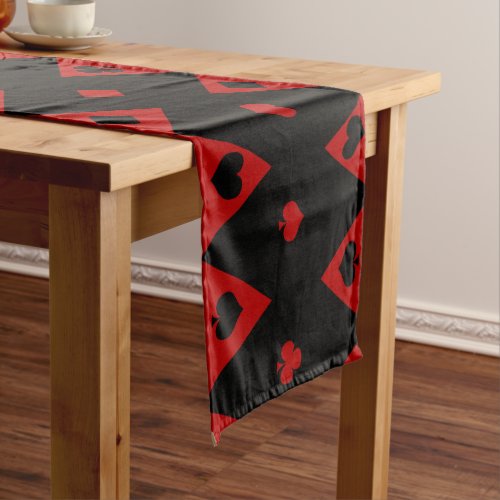 Black and Red Playing Card Shapes Short Table Runner