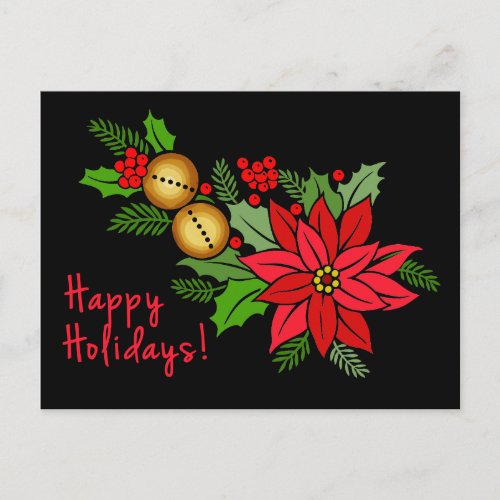 Black and Red Poinsettia Christmas Card