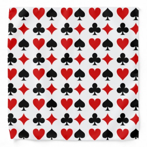 Black and Red Poker Playing Card Symbols Bandana