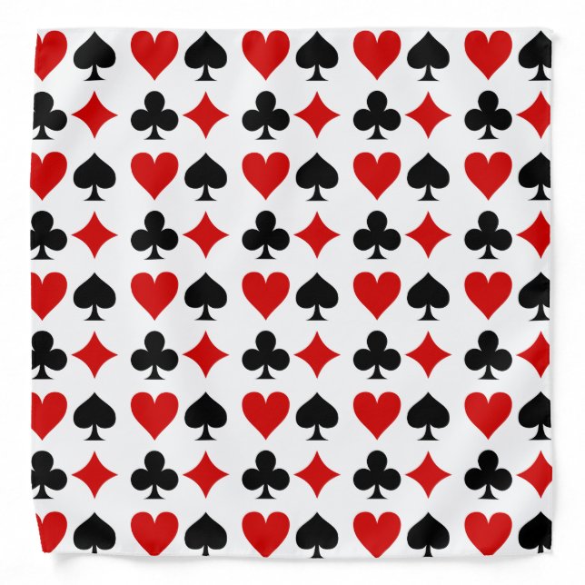 Black and Red Poker Playing Card Symbols Bandana (Front)