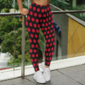 Red and Black Polka Dot Women's Leggings. Women's Fashion Polka