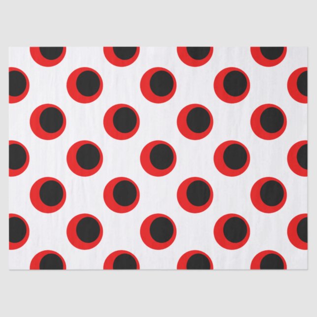 Black and Red Polka Dot Pattern Tissue Paper (Front)