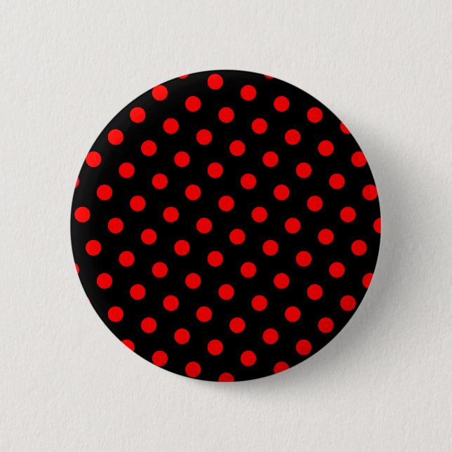 Black and Red Polka Dots Button (Front)