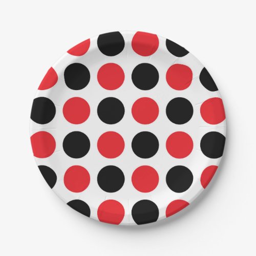 Black and Red Polka Dots Paper Plates