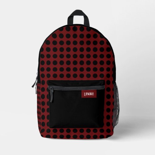 Black and Red Polka Dots Printed Backpack