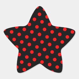 Black and Red Polka Dots Star Sticker