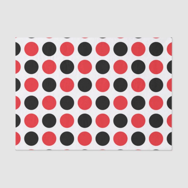 Black and Red Polka Dots Tissue Paper (Front)